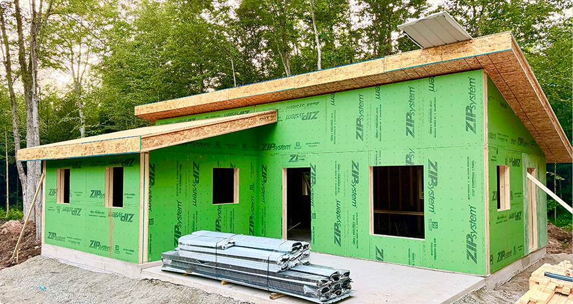 GLM panelized shell reaching weather-tight