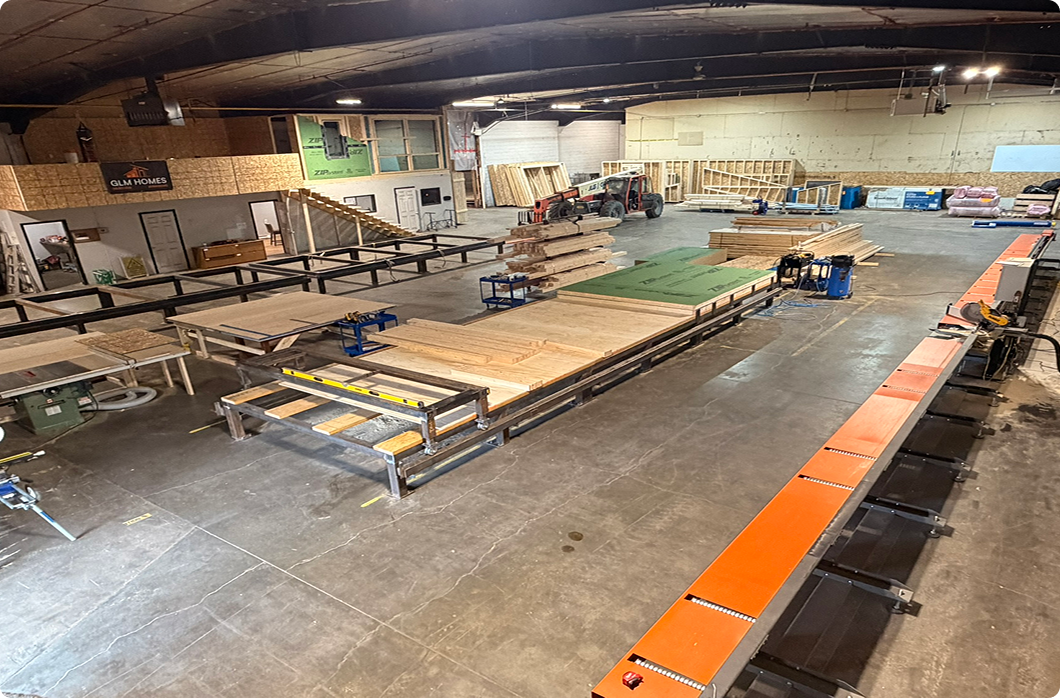 Wall components under fabrication
